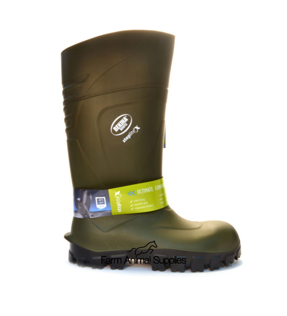 Bekina Steplite X Green Black Safety Wellington Farm Animal Supplies